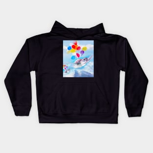 Cute Turtle Flying With Balloons Kids Hoodie